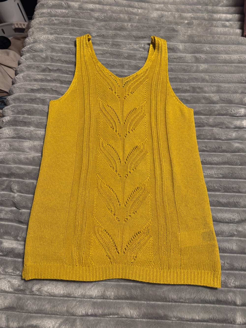 SHEIN Mustard Yellow Knit Sleeveless Sweater Tank